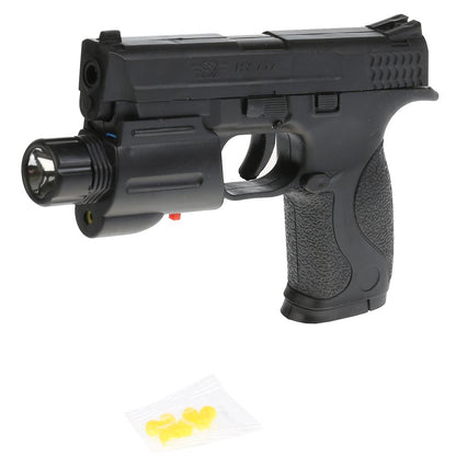 Пистолет (п) с лазер. прицелом, с фонарем, с пульками HY717 в пак. в кор.2*96шт