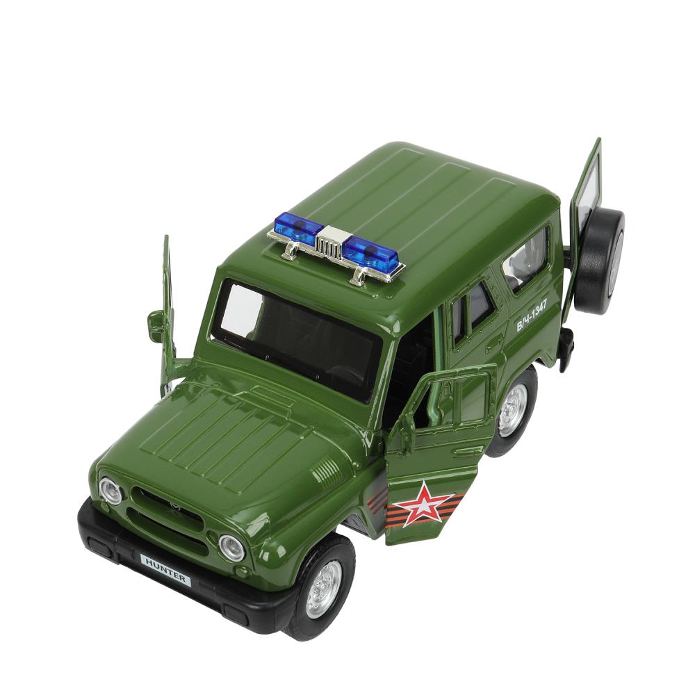 Машина металл свет-звук UAZ HUNTER АРМИЯ РОССИИ 12 см, двер, багаж, ин, кор. Технопарк в кор.2*36шт