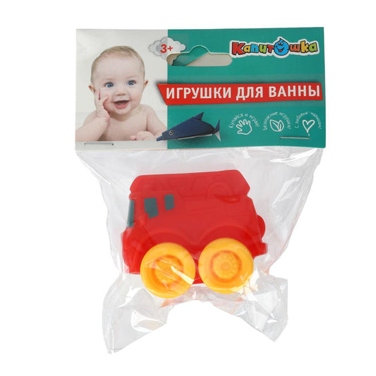 Игрушка для ванны машинка красная в пак, КАПИТОШКА в кор.360шт