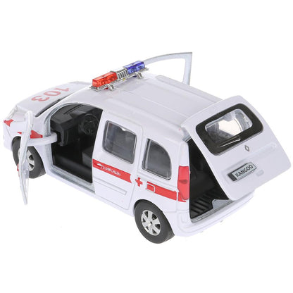 Machine en métal RENAULT KANGOO SUISSE, d'une longueur de 12 cm, ouverte. двери, инерц. dans le cor. Parc technologique dans le cor.2*36шт