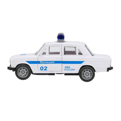 Машина пластик АВТОМОБИЛЬ 14 см, инерц,ПОЛИЦИЯ белый,кор. Технопарк в кор.2*120шт