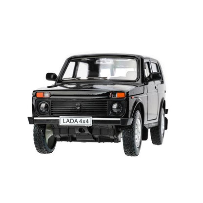 Машина металл свет-звук LADA lada 4x4, 18,5 см, дв, кап, баг,инер,черн Технопарк в кор.2*18шт