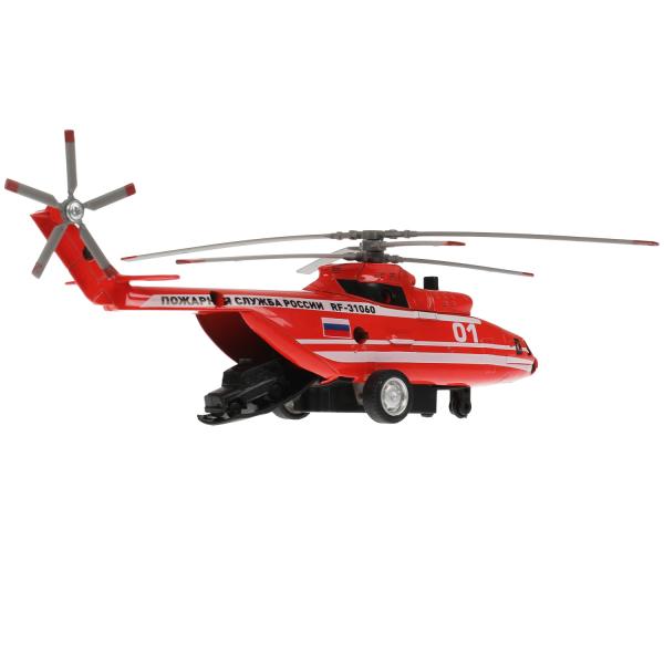 COPTER-20SLFIR-RDWH Модель металл свет-звук ВЕРТОЛЕТ ПОЖАРНЫЙ 20 см, люк, подвиж дет, кор. Технопарк
