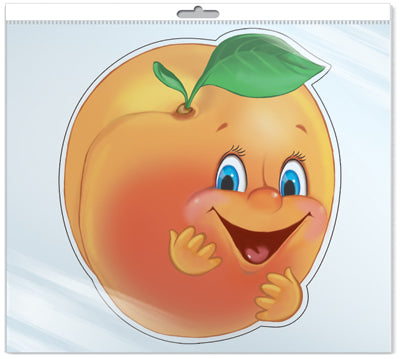 *ФМ-11216 ПЛАКАТ ВЫРУБНОЙ А4 В ПАКЕТЕ. Абрикосик (с блестками в индивидивидуальной упаковке с европодвесом и клеевым клапаном)