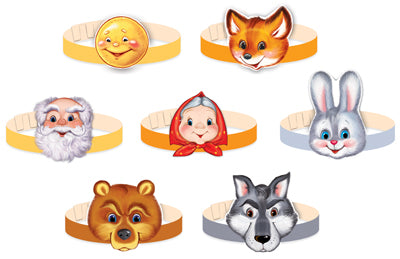 *КМА-12743 Комплект масок-ободков. Играем в сказку. Колобок (в индивидуальной упаковке, с европодвесом и клеевым клапаном)