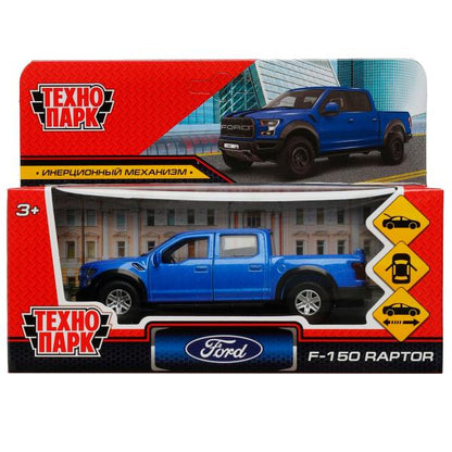 Машина металл FORD F150 RAPTOR 12 см, двери, багаж, инерц, СИНИЙ, кор. Технопарк в кор.2*36шт