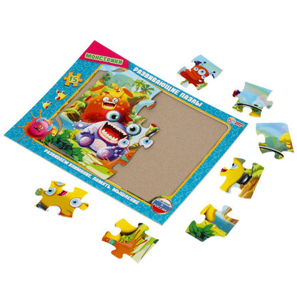 308417 Монстрики. Пазлы в рамке (15 дет.) Умные игры в кор.50шт