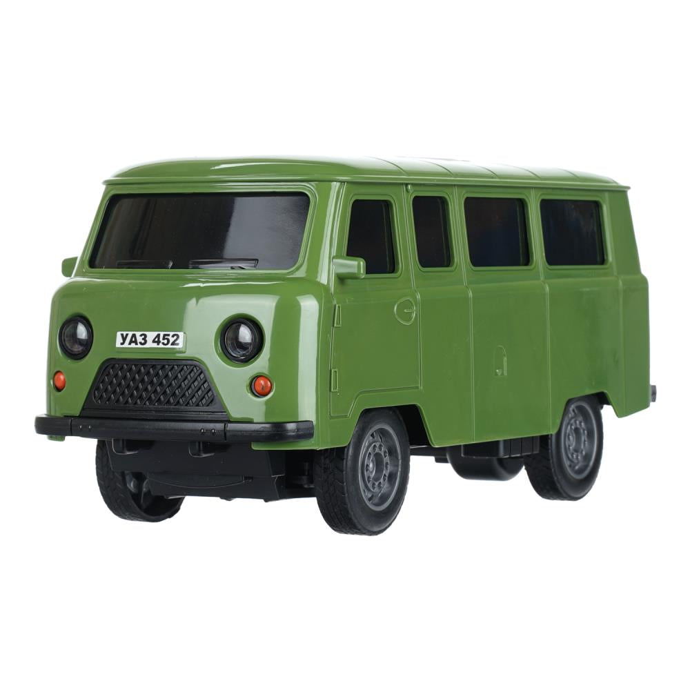 Машина р/у UAZ 452 буханка 25 см, свет, зеленый, кор. Технопарк в кор.24шт