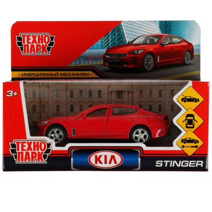 STINGER-12-RD336380 Машина металл KIA STINGER длина 12 см, двери, багаж., инерц, красный, кор. Техно
