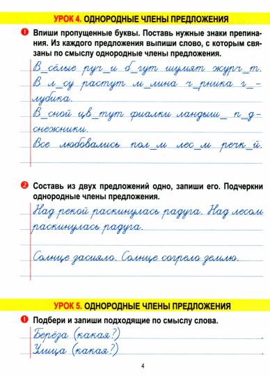 Тетрадь для закрепления знаний. Русский язык 4 кл./Романенко О.В
