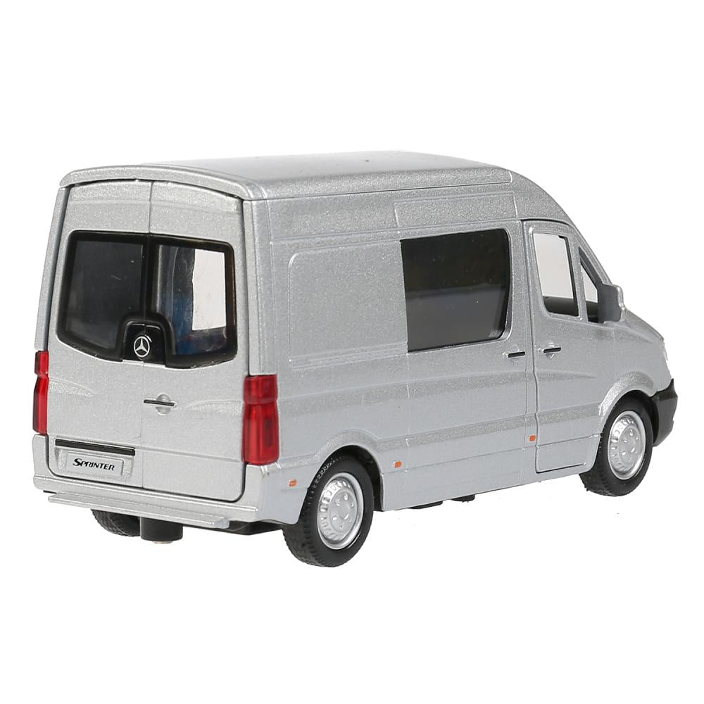 Машина "mercedes-benz sprinter" 14см, откр. двери, инерц., серебристый в кор. Технопарк в кор.2*32шт