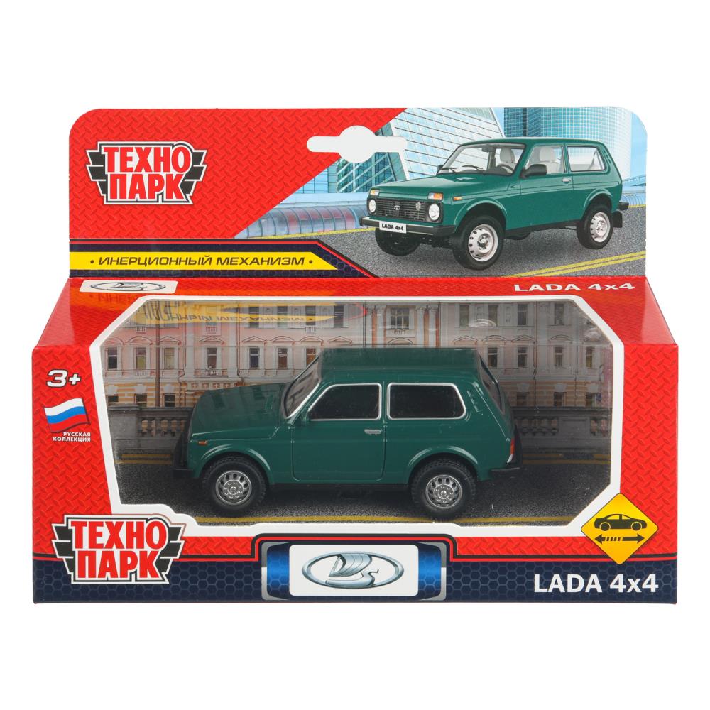 Машина металл LADA 4x4 длина 10 см, инерц, зеленый, кор. Технопарк в кор.72шт