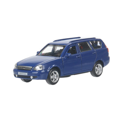 Машина металл LADA PRIORA длина 12 см, двери,багаж,инерц,синий, в кор. Технопарк в кор.2*36шт