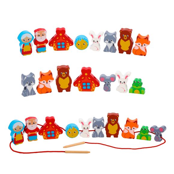 MAPACHA. 76807 Шнуровка-сказка 2в1 "Теремок + Колобок": 10 дет 3-6 см, шнурок МРЦ 490 руб.