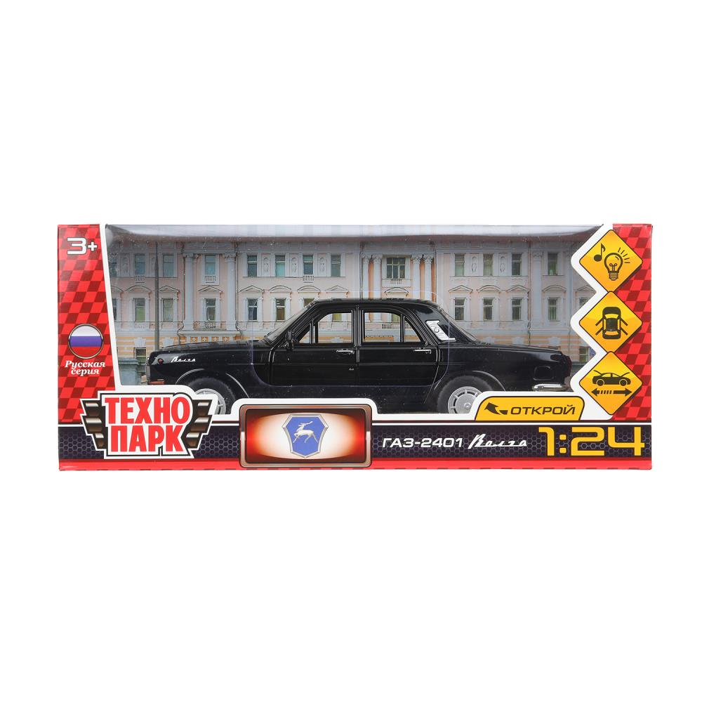 ГАЗ 2401 свет-звук 19,7 cm, дв, кап, баг, ин, черный Технопарк в кор.2*24шт