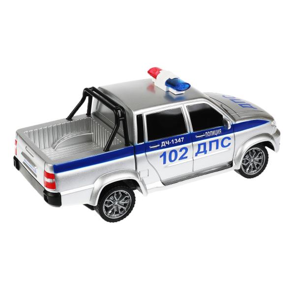 Машина р/у UAZ PICKUP ПОЛИЦИЯ 20 см, свет, сер, кор. Технопарк в кор.2*24шт