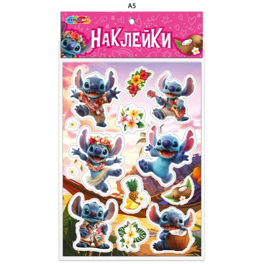 Наклейки бумажные, а5 синий монстрик 3д MultiArt