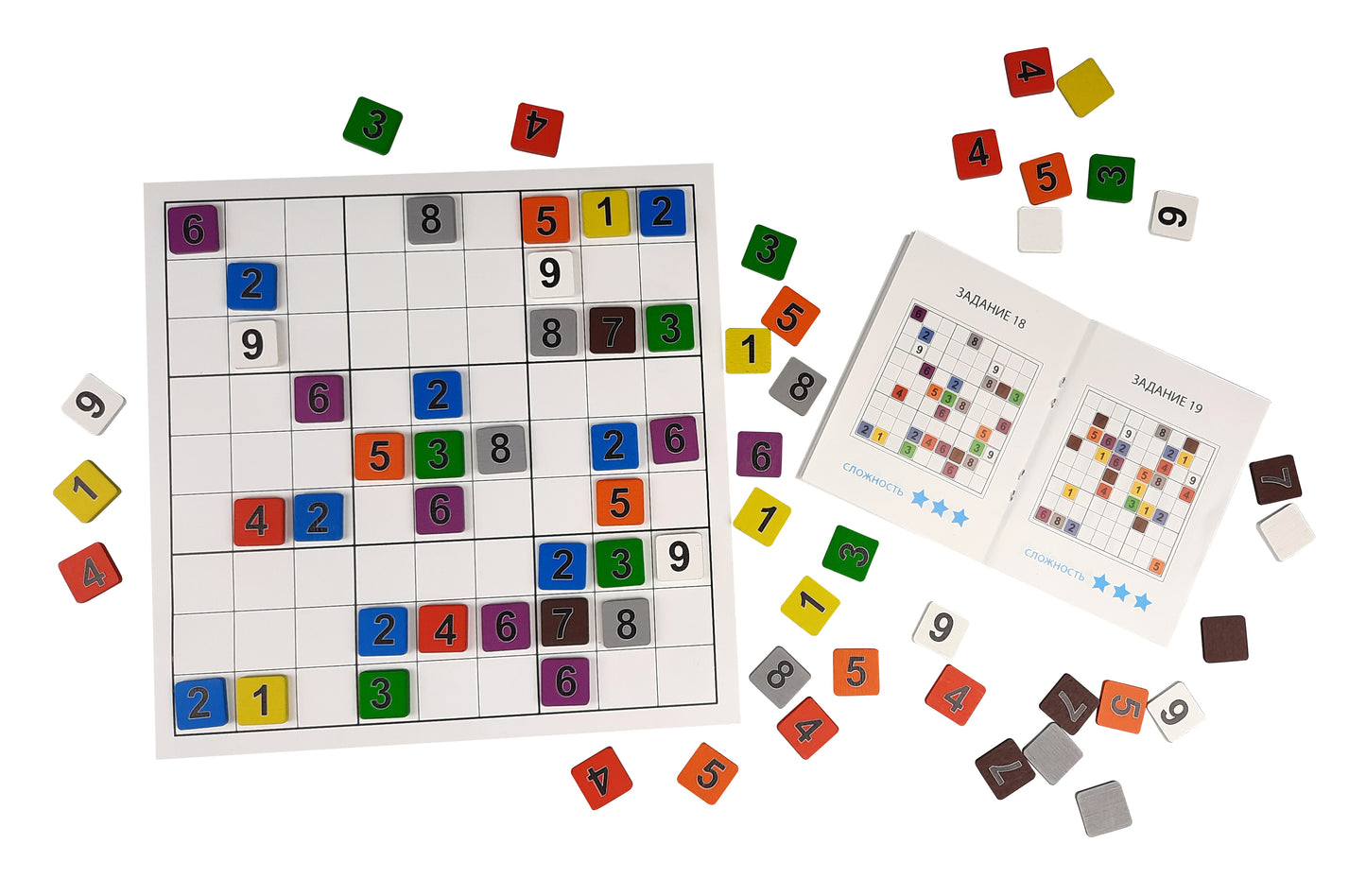Игра настольная Судоку с деревянными фишками "Два в одном, цифры"