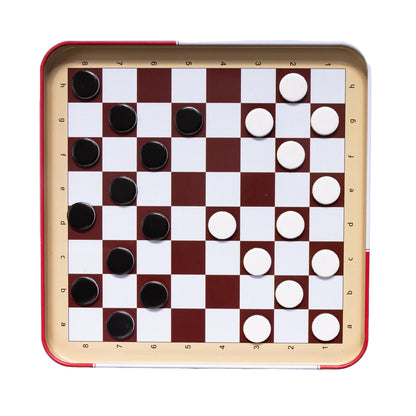 Игра магнитная в жестяной коробочке "Шахматы, шашки, нарды"