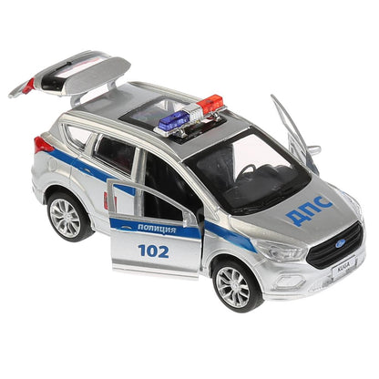 ТМ Технопарк. Machine métallique "FORD KUGA ПОЛИЦИЯ" 12 cm, ouverte. двери, инерц. dans le cor. dans le cor.2*36шт