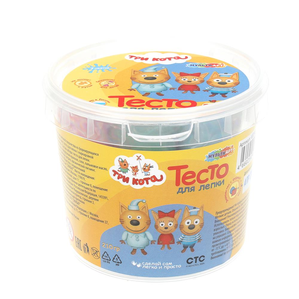 Тесто для лепки в ведре Три Кота 7 цв. 30 гр MultiArt в кор.24шт