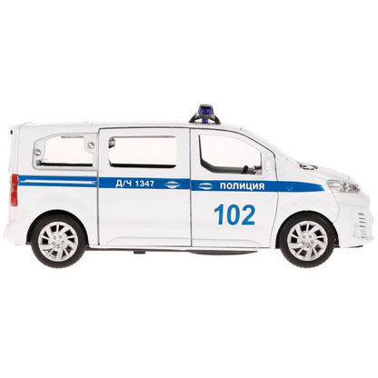 Machine en métal CITROEN SPACE TOURER ПОЛИЦИЯ 12 см, двер, инер, бел, кор. Parc technologique dans le cor.2*36шт