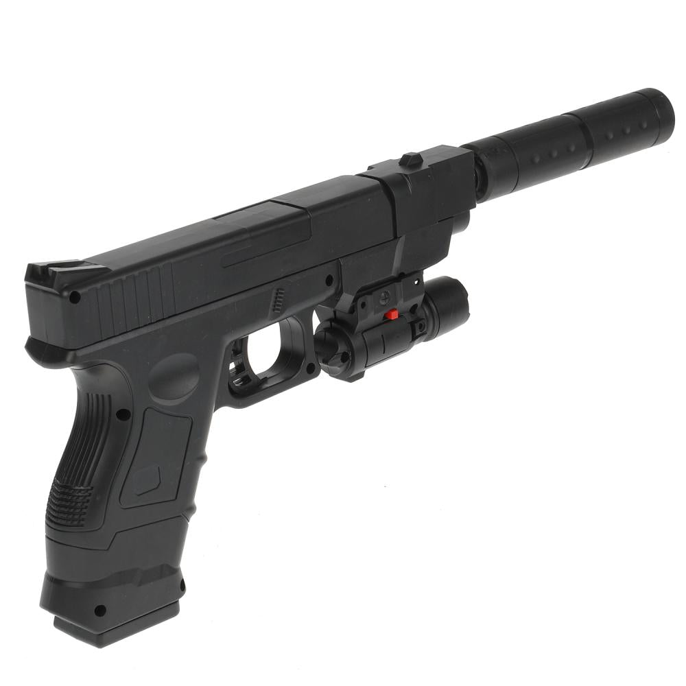 Пистолет (п) с лазер. прицелом, с глушителем, с пульками P2698 в пак. в кор.2*72шт