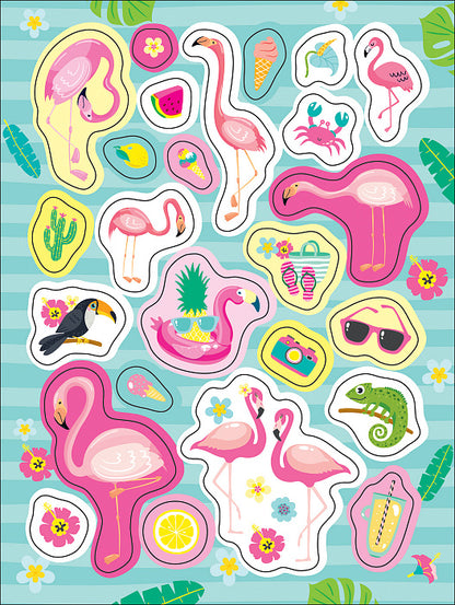 100 autocollants. Flamant rose