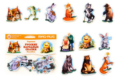 Mag-Rus. Набор Русские народные сказки "Колобок" и "Теремок" Картон, магнит (12 эл-в) арт.NF1007 /50