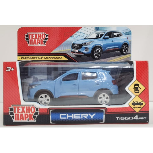 Машина металл chery tiggo 4 pro 12 см, двери, кап, баг, инер, синий, кор. Технопарк в кор.2*36шт