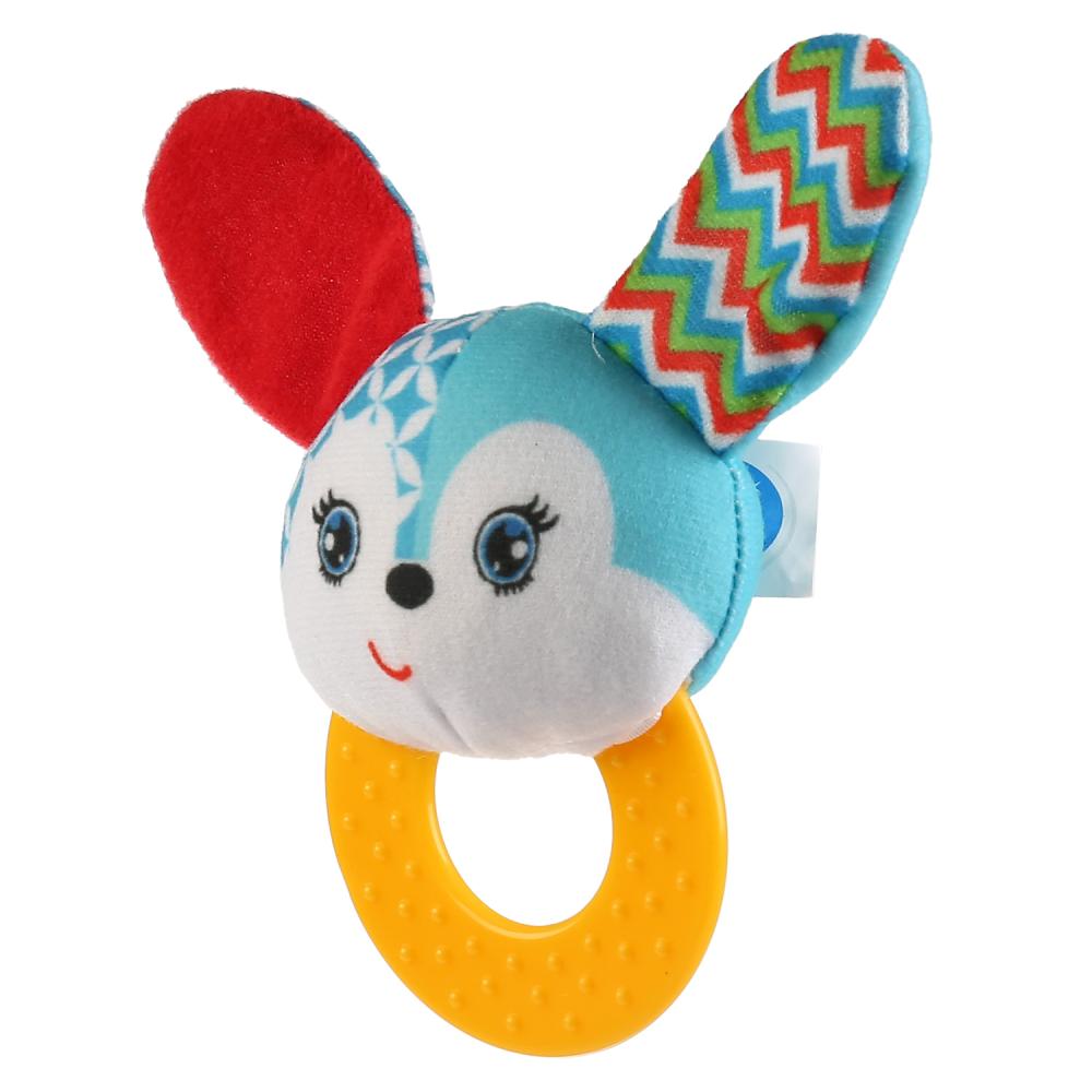 Текстильная игрушка погремушка с кольцом "пушистый зайчонок" Умка на карт. (русс. уп.) в кор.375шт