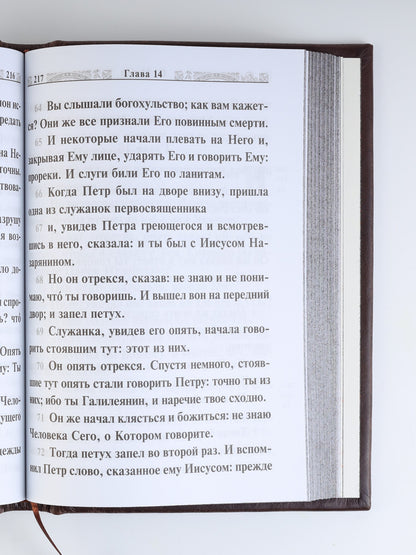 Святое Евангелие Господа нашего Иисуса Христа (крупным шрифтом на русском языке) (коричневая)