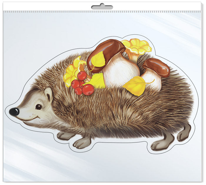 *ФМ-13937 ПЛАКАТ ВЫРУБНОЙ А4. В ПАКЕТЕ Ежик (блестки в лаке, в индивидуальной упаковке, с европодвесом и клеевым клапаном)