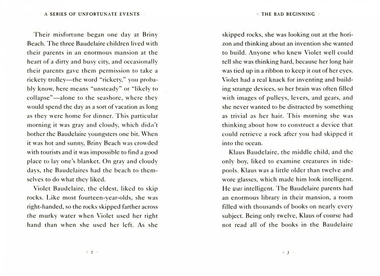 A Series of Unfortunate Events Book 1: The Bad Beginning