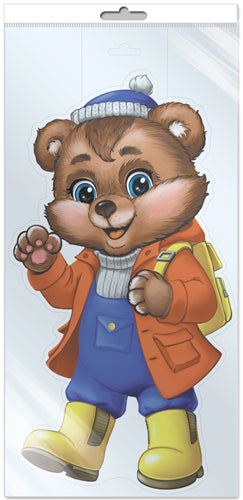 *ФМ1-16292 ПЛАКАТ ВЫРУБНОЙ А4 В ПАКЕТЕ. Осенний мишка в резиновых сапогах (двухсторонний, в индивидуальной упаковке, севроподвесом и клеевым клапаном)