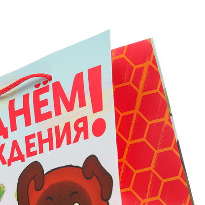 Пакет подарочный МАТОВЫЙ СОЮЗМУЛЬТФИЛЬМ м, Винни Пух,140 гр/м2 ЧУДО ПРАЗДНИК в кор.12*12шт