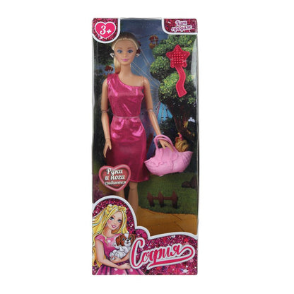 Кукла 29см София, руки и ноги сгиб., питомец, акс, кор КАРАПУЗ в кор.24шт