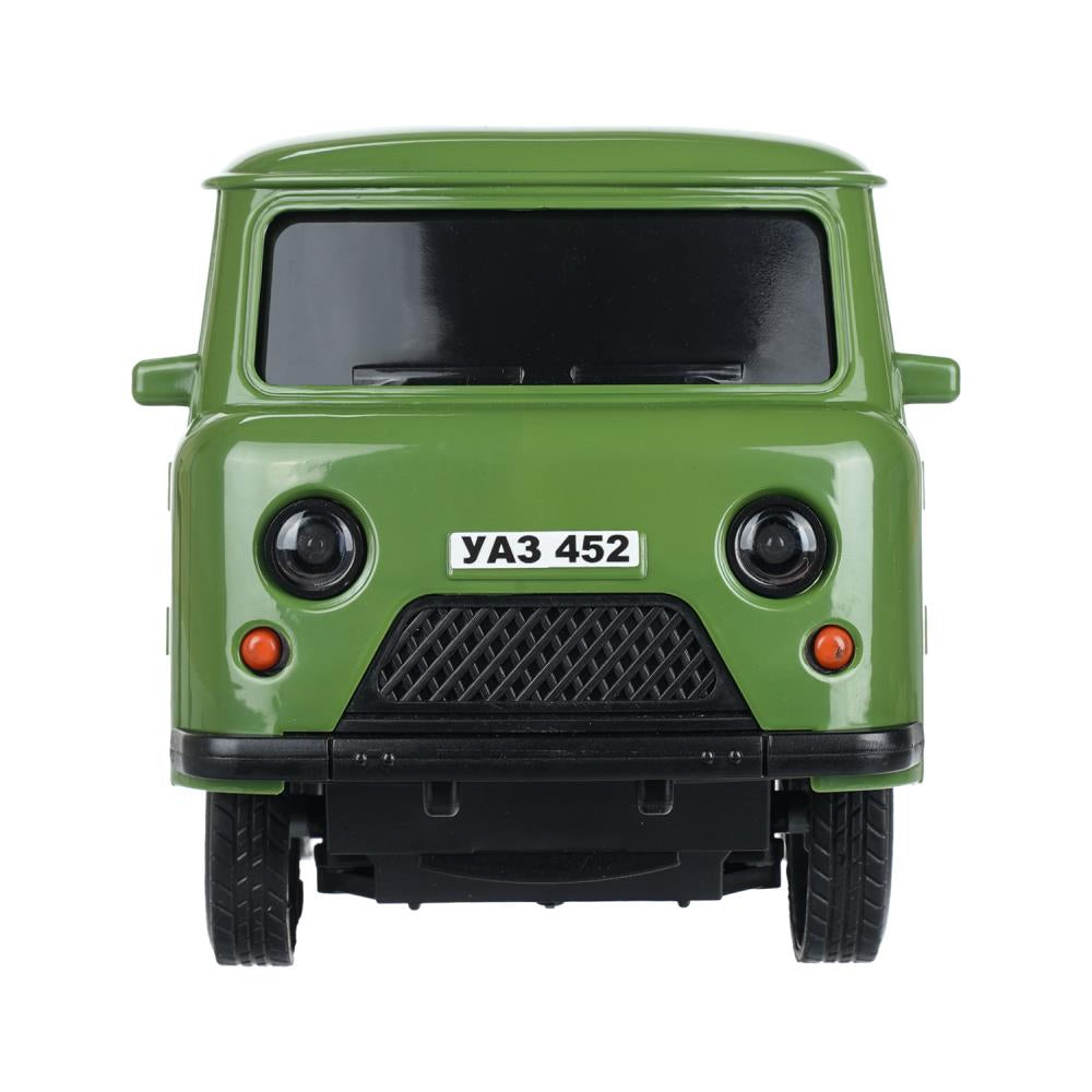 Машина р/у UAZ 452 буханка 25 см, свет, зеленый, кор. Технопарк в кор.24шт