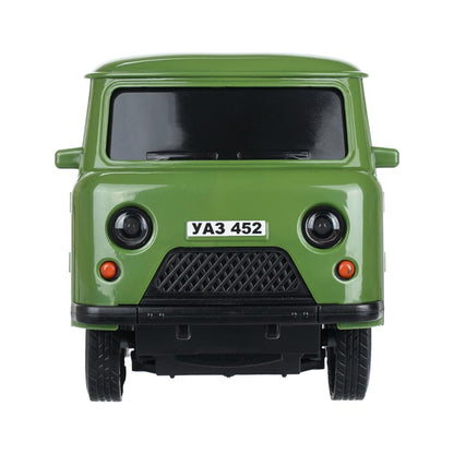 Машина р/у UAZ 452 буханка 25 см, свет, зеленый, кор. Технопарк в кор.24шт