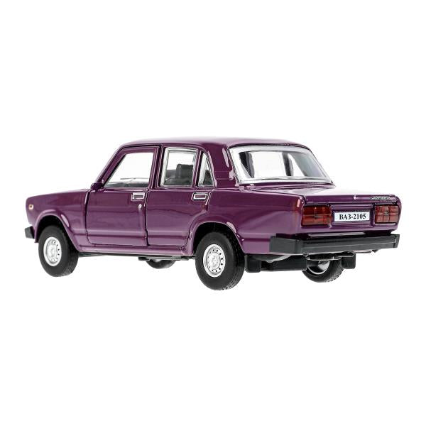 Машина металл LADA ваз-2105 1997 12 cm, двери, багаж, инерц.баклажан, кор. Технопарк в кор.2*36шт