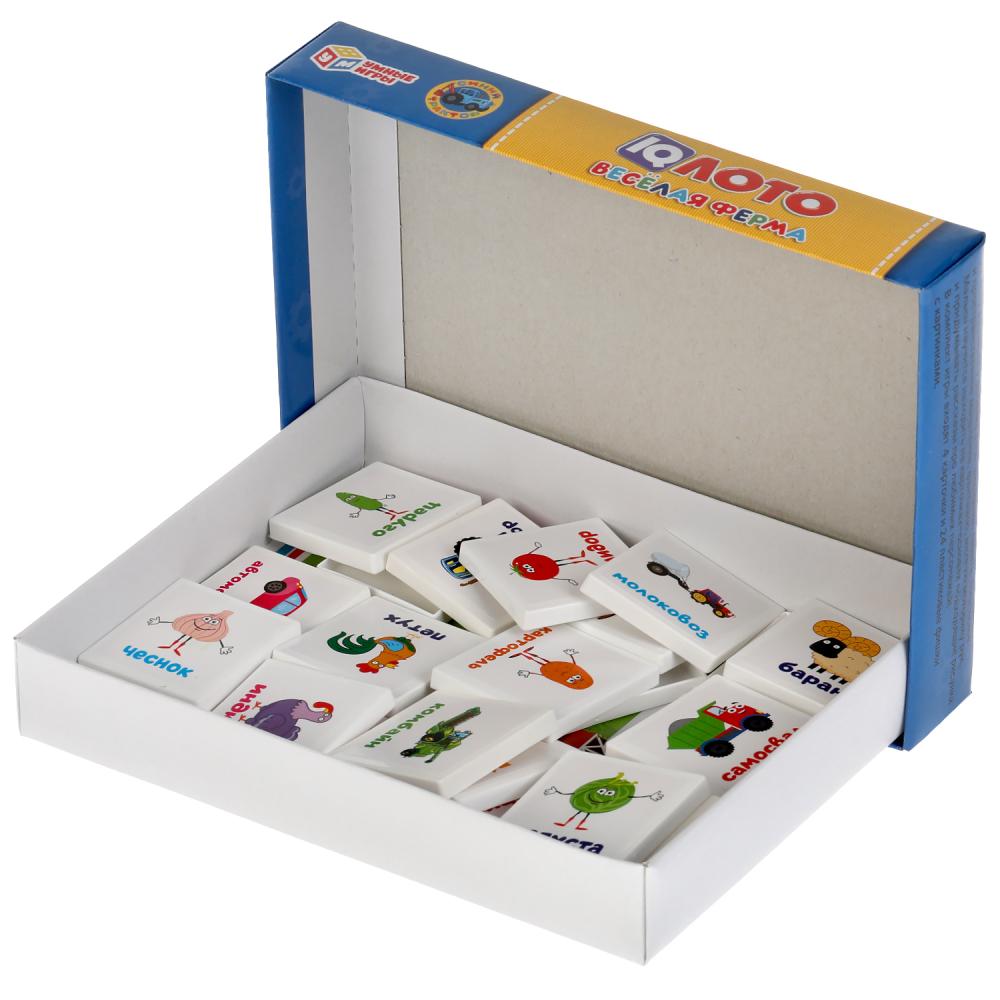 IQ-loto. Синий tracteur. Веселая ферма. Korobka 138х189х32мм, 24 pièces. des poissons. Умные игры в кор.24шт