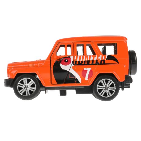 Машина металл UAZ HUNTER, 11,5 см, дв., багаж., инерц., оранж., кор. Технопарк в кор.2*24шт