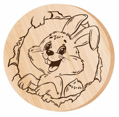 Выжигание по дереву. Дощечка для выжигания "Зайка" (круг 130 мм, конверт)