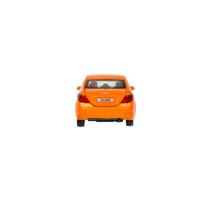 Машина металл HYUNDAI SOLARIS, 12 см, двери, багажн, инерц, оранжевый, кор. Технопарк в кор.2*36шт