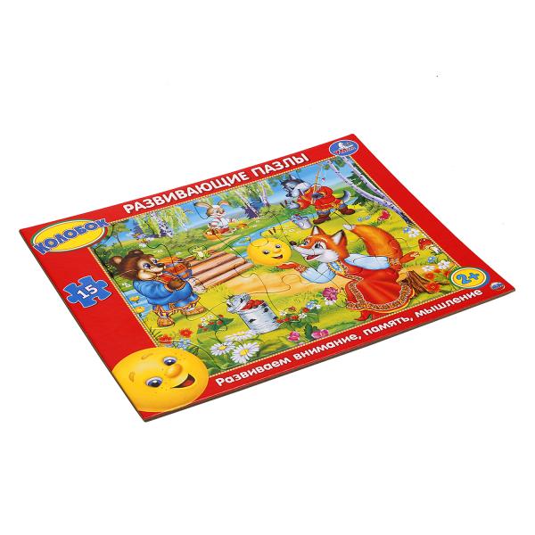 Колобок. Пазлы в рамке. 15 деталей. Развивающие пазлы. 30*22*0,5см. Умные игры в кор.50шт
