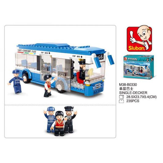 КОНСТРУКТОР ПЛАСТ. АВТОБУС С ФИГУРКАМИ, 235ДЕТ. В РУСС. КОР. в кор.32шт