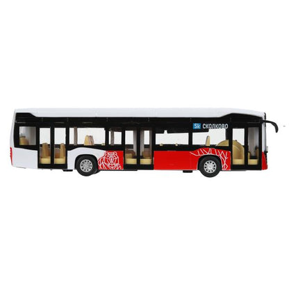 Модель пластик свет-звук ЭЛЕКТРОБУС КАМАЗ-6282 19,5 см,красный, кор. Технопарк в кор.48шт