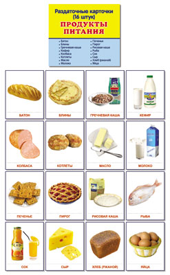Раздаточные карточки "Продукты питания" (63х87мм)