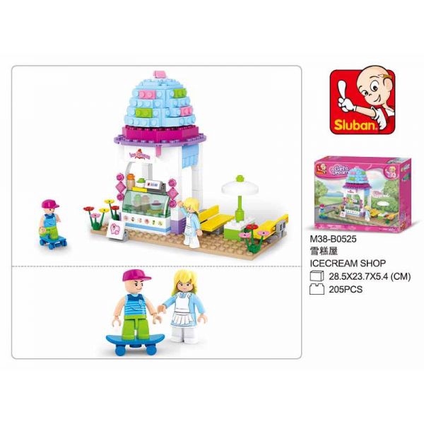 КОНСТРУКТОР ПЛАСТ. МАГАЗИН МОРОЖЕНОГО, С ФИГУРКАМИ, 205ДЕТ. 28*23*5СМ В РУСС. КОР. в кор.32шт