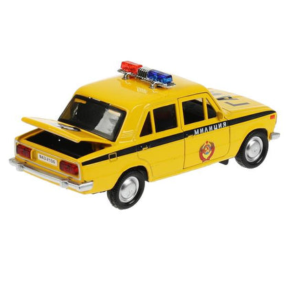 GARAGE-22SL1XCAR-POL2 343261 Игрушка пластик свет-звук ПОСТ ГАИ длин 22 см, ворота, ВАЗ-2106, СИНИЙ,